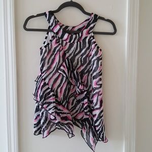 Girls zebra print sequin top -0009